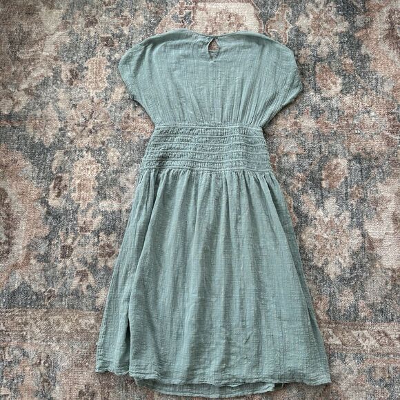 Apiece Apart Mana Blue Midi Dress Cotton Size XL Gauze Muslin Hard To Find - Picture 4 of 5